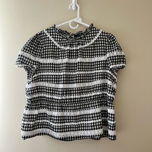 J Crew black and white checked shirt